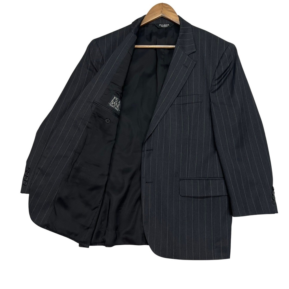 Jos A Bank Travelers Collection Blazer Mens 42S Gray Pinstripe Wool Suit Jacket